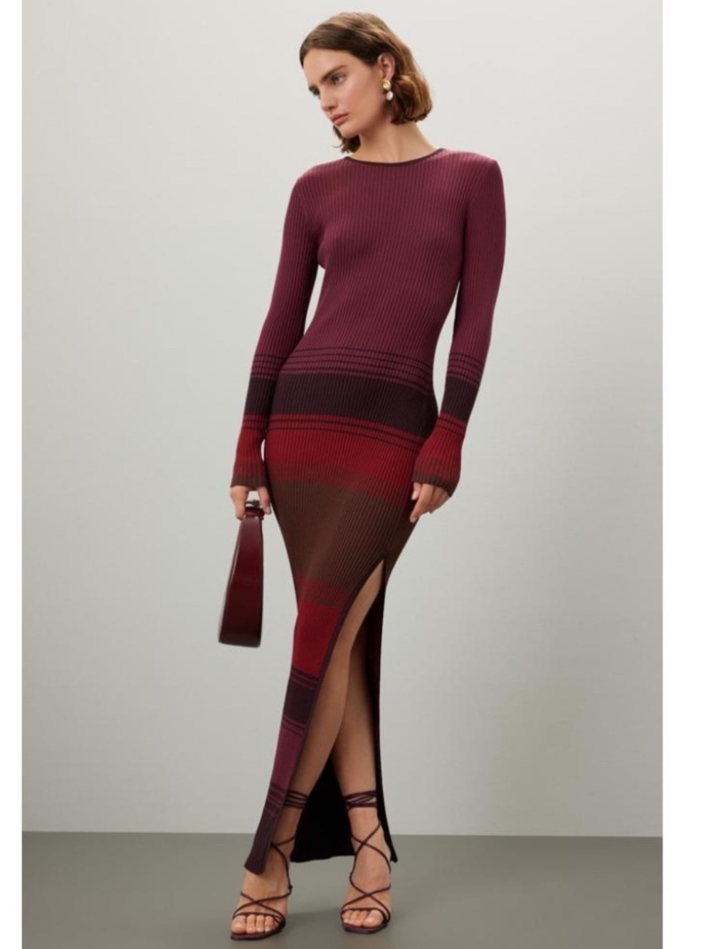 STAUD Syrah Blend Edna Dress XS burgundy maroon red